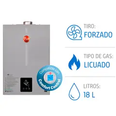 RHEEM - Calefont 18 L Gas Licuado T. Forzado Compatible con Control Digital