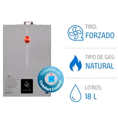 RHEEM - Calefont 18 L Gas Natural T. Forzado Compatible con Control Digital