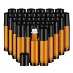 KUANGYE - Frasco Botella Roll On Vidrio 10 Ml Ambar 25 Piezas