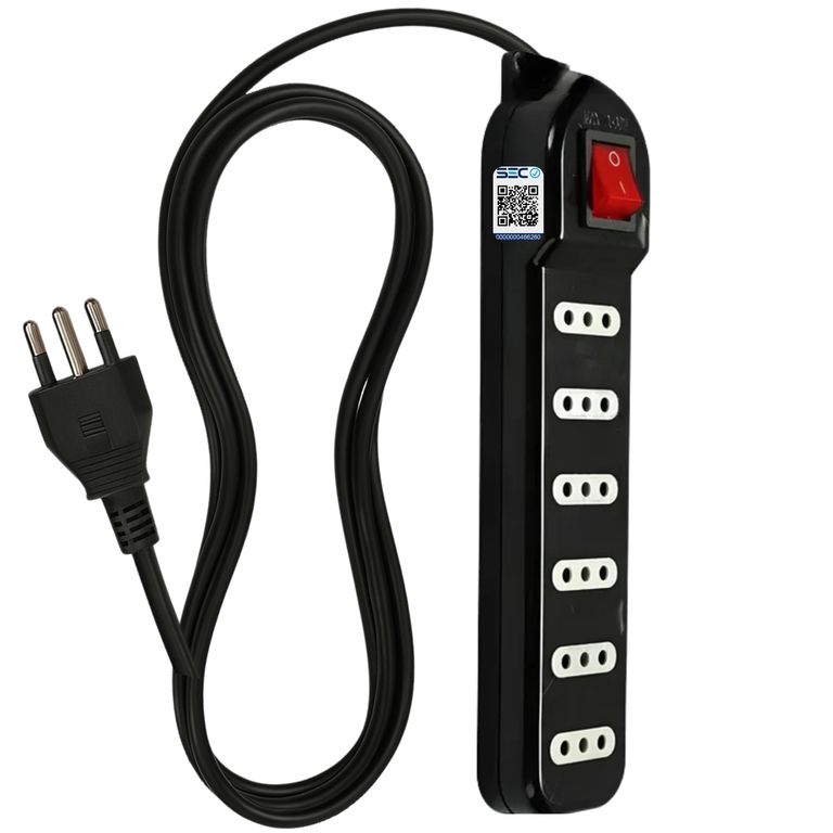 Alargador de 3MT Certificado 6 POS + Switch Corta Corriente