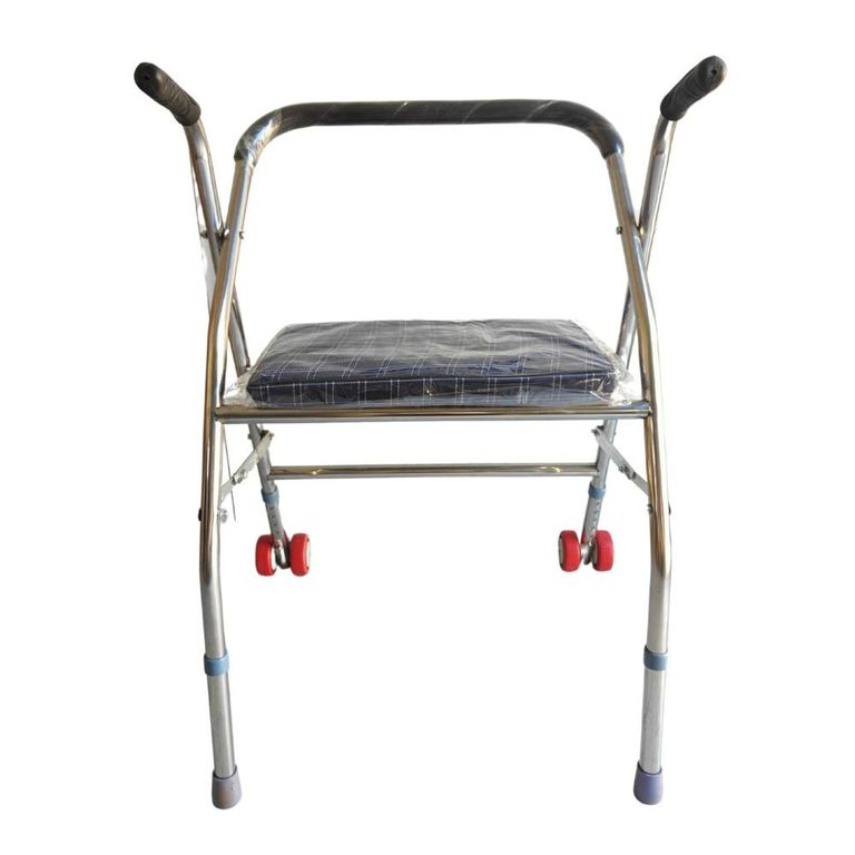 Andador Burrito Plegable Asiento Y 2 Ruedas - Plateado