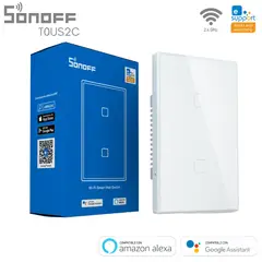 SONOFF - Interruptor de Pared Inteligente 2 Canales WIFI T0US2C