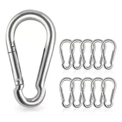 GENERICO - Mosquetón Bombero Multiuso Acero 8x80mm Resistente Pack X10