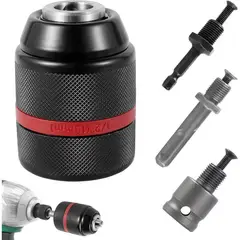 GENERICO - Mandril 13mm 3 Adaptadores Atornillador, Taladros De Impacto