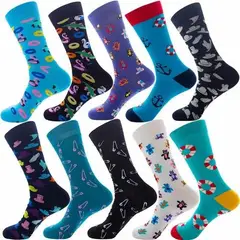 GENERICO - Pack de 12 calcetines de media de algodón para hombre y mujer con diseños multicolor