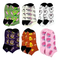 GENERICO - Pack de 12 calcetines para mujer algodón con diseños divertidos multicolor