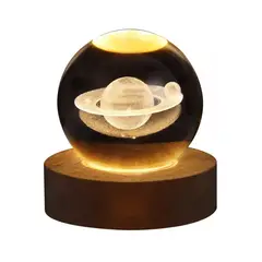 GENERICO - Luz Nocturna Luz De Cristal Esfera Planeta Saturno