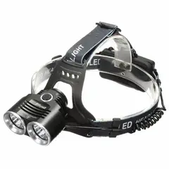 PUREPOWER - Faros T6 LED Lámpara de cabeza Linterna Antorcha Recargable 2x18650