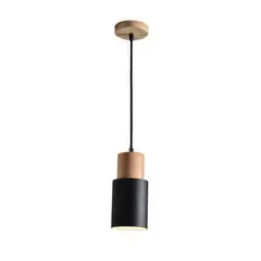 HOME NEAT - Lámpara colgante modernohierro y madera Nórdica e27 Negro.