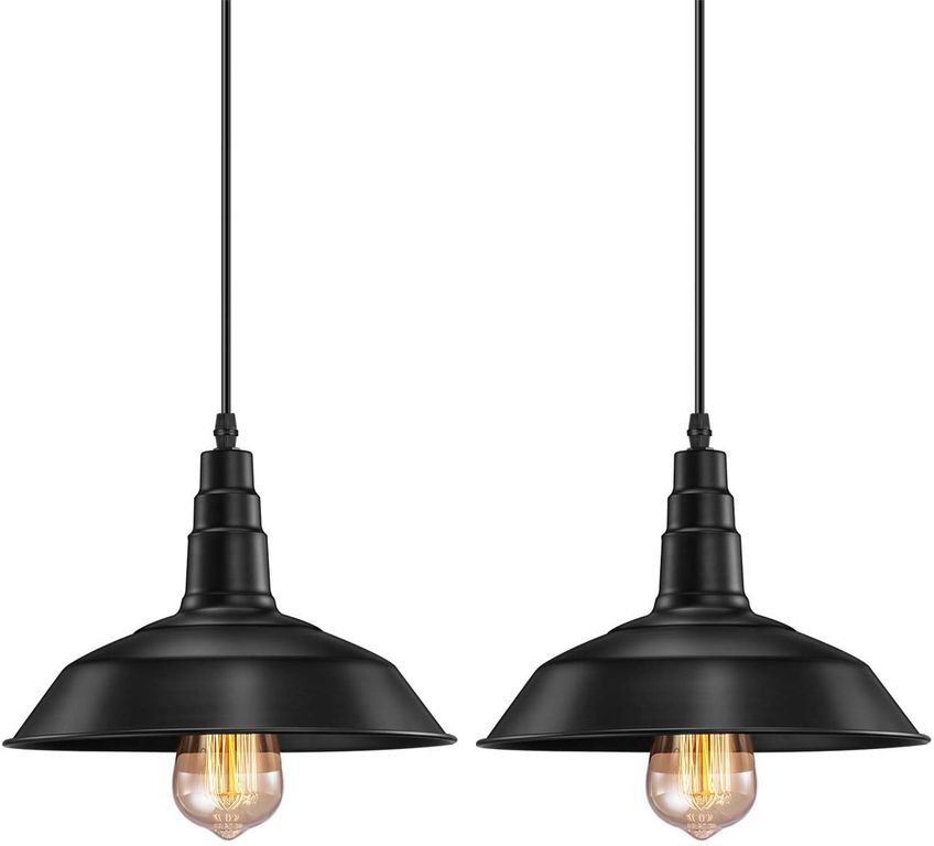 2 Unidades lámpara colgantes vintage e27 ø26cm negro.
