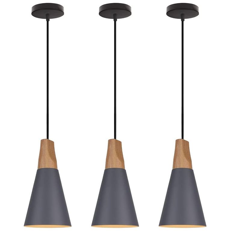 3 paquete lámpara de techo colgante nórdica madera aluminio e27