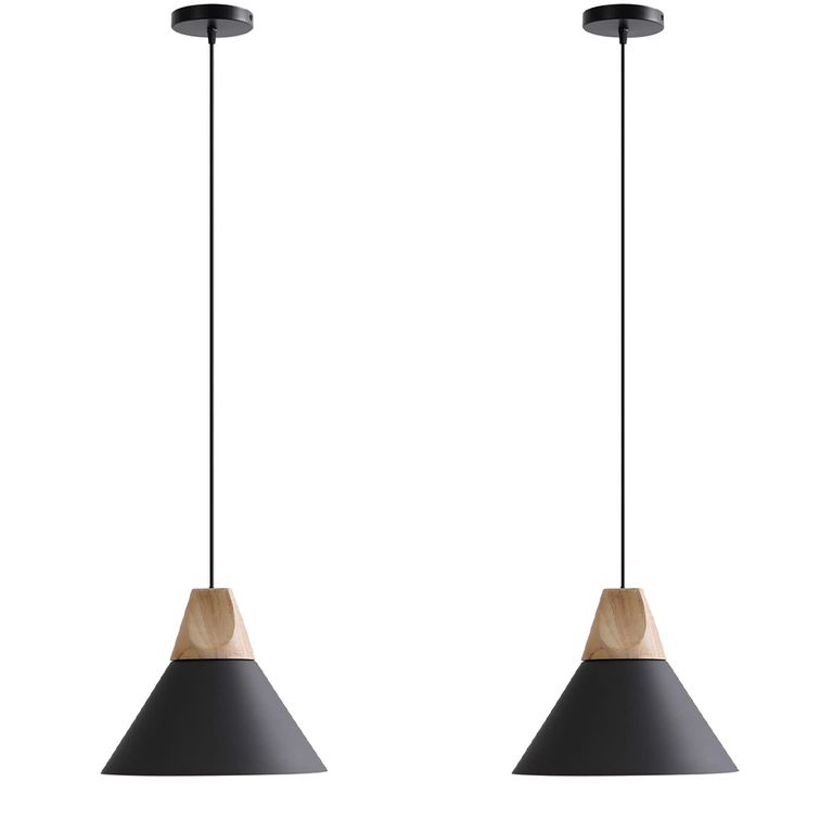2 Unidades Lámpara de techo madera moderna nórdica e27 ø25cm