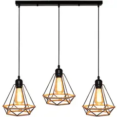 HOME NEAT - Lámpara de techo Cuerda de cáñamo Industrial vintage 3 luces E27