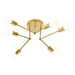 HOME NEAT - Lámpara de techo industrial moderna semi empotrado oro de 6 luces