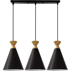 HOME NEAT - Lámpara de colgente 3 luces nórdica e27 lámpara de techo madera negro
