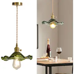 HOME NEAT - Lámpara Colgante de Vidrio Vintage 22cm - Verde