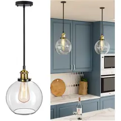 HOME NEAT - Lámpara de techo colgante bola de cristal vintage e27 transparente