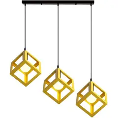 HOME NEAT - Lampara colgante de techo industrial 3 Luces E27 - Amarillo