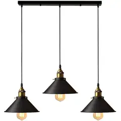 HOME NEAT - Lámpara de techo industrial vintage 3 luces E27 Negro