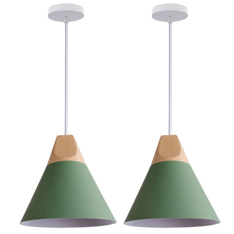 2 Unidades Lámpara de techo moderna colgante de luz E27 ø22cm - Verde