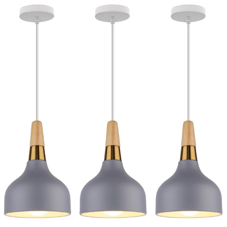 3 Unidades Lámpara colgante de techo nórdica E27 ø15cm Gris