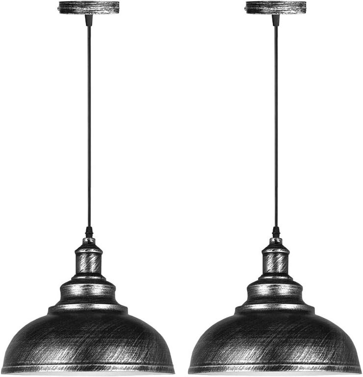 2 Unidades lámpara colgantes de techo vintage E27 ø29cm - Plateado