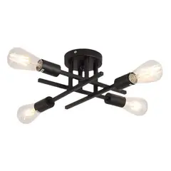 HOME NEAT - Lámpara de techo moderna metálica de 4 focos - Negro.
