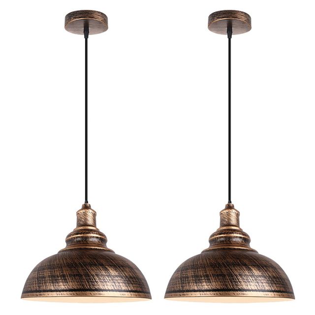 2 Unidades lámpara colgantes de techo Vintage E27 ø29cm - Bronce