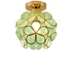 HOME NEAT - Lámpara de techo de flor de cereza de cristal E27 ø20cm Verde