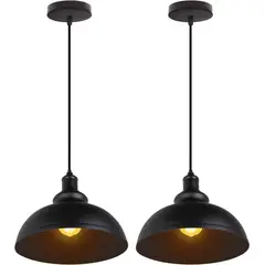 HOME NEAT - 2 Unidades lámpara colgantes vintage E27 lámpara techo ø29cm Negro