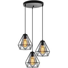 HOME NEAT - Lámpara colgante de techo diamantes Retro Redondo 3 Luces E27