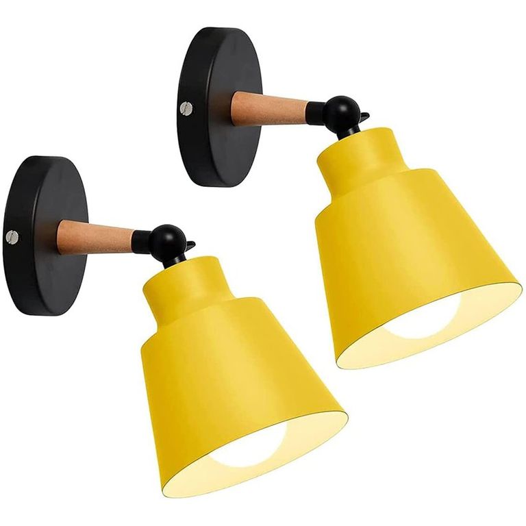 2 Unidades Apliqué Metal Lámparas de pared modernas E27 - Amarillo
