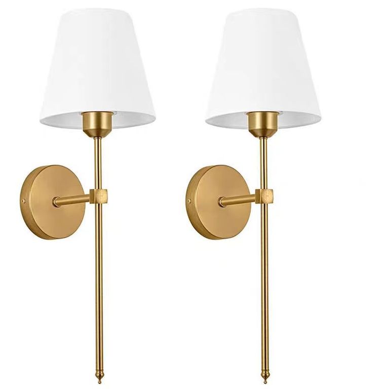 2 Unidades Apliques de pared de tela blanca rusticos lámpara de pared