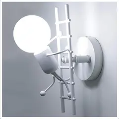 HOME NEAT - Lámpara de pared interior de luz de pared creativa humanoide hierro