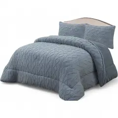 GENERICO - Cobertor De Invierno 15 Plaza+1 Funda Texturizado Trenzado Gris Claro