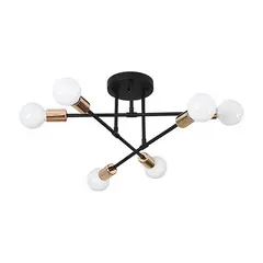 PUREPOWER - Lámpara de 6 focos metálica - Negro y Dorado