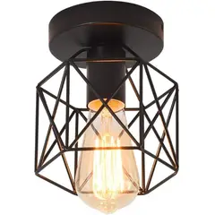 PUREPOWER - Lámpara De Techo Vintage Industrial Con Forma De Jaula De Metal.