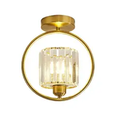 MMDH - Lámpara de techo de pasillo de balcón de cristal de lujo dorado..