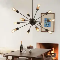 MMDH - Sala de estar led satélite lampara de techo estilo araña - Negra 10..