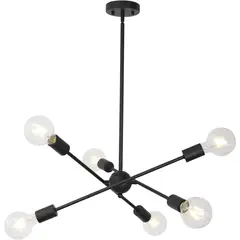 PUREPOWER - Lámparas de araña lujo iluminación colgante con 6 e27 Negro