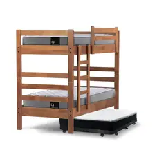 LATAM HOME - Camarote Triple Zen Negro + Colchones Best 1 Pza Desmontable Madera