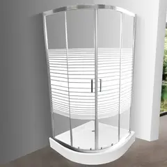 JOYTEK - Shower 90x90 Curvo Elegant Líneas Rectas con Receptáculo
