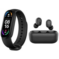 XIAOMI - Haylou GT2 Audifonos y Mi Band 6 Active-Negro