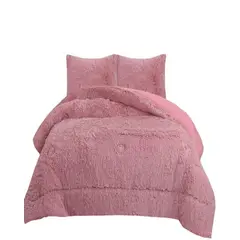 GENERICO - COBERTOR PELUDO INVIERNO PLAZA Y MEDIA ROSA