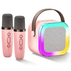 BRO TOUMI - Parlante Karaoke Inalámbrico Toumi LED + 2 Micrófonos - Rosa