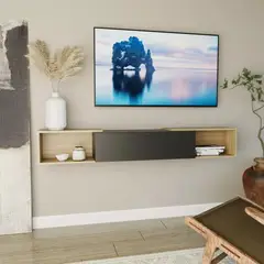 AMV TIENDA ONLINE - Rack Tv Flotante 1 Puerta Estante Regulable Arrimo Recibidor