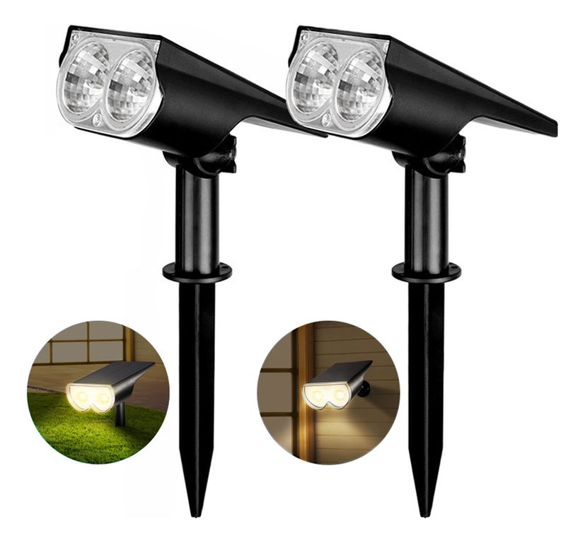 2 Luz Cálida Focos Solares Impermeable Jardín Patio Paisaje