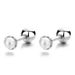 GENERICO - Pendientes de plata tornillo anillo para bebé Atornillados