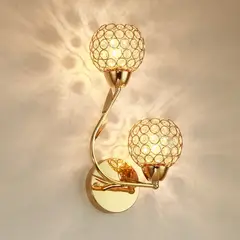MMDH - Aplique de pared led con cabezal doble de cristal k9-GL1-Oro.