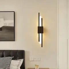 MMDH - Lámpara de pared LED de metal de línea nórdica CLA258 Negro-L.